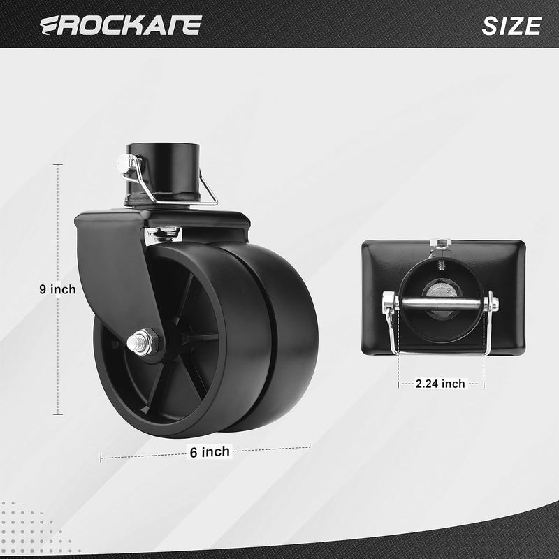 rockane Dual 6'' Black Trailer Jack Swivel Caster Wheel Replacement, Heavy Duty 2000lbs Capacity with Pin for Soft Ground Roll, Fits Any Boat Hitch Camper RV- Black - Image 2